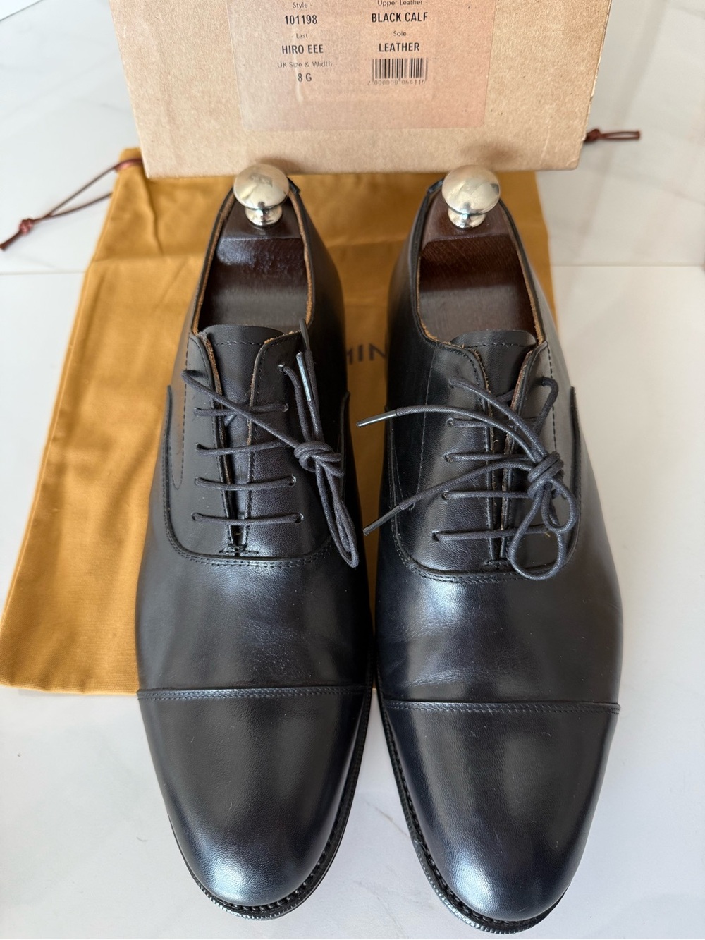 Meermin Black Leather Cap-Toe Oxford Dress Shoes 8uk g / 9 us ee new with box